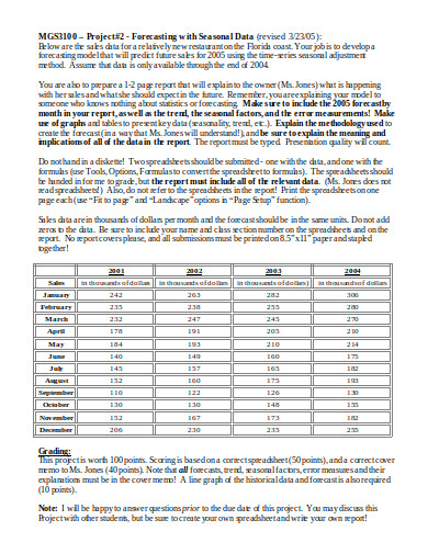 10  Project Forecast Templates DOC PDF