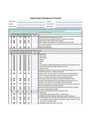 project management checklist template