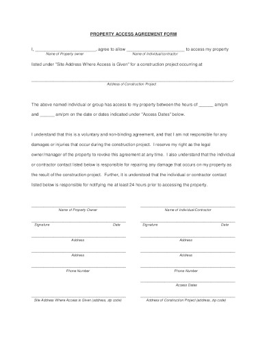 property access agreement form template