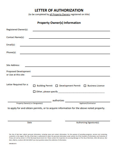 Authorization Letter For Sale Of Property