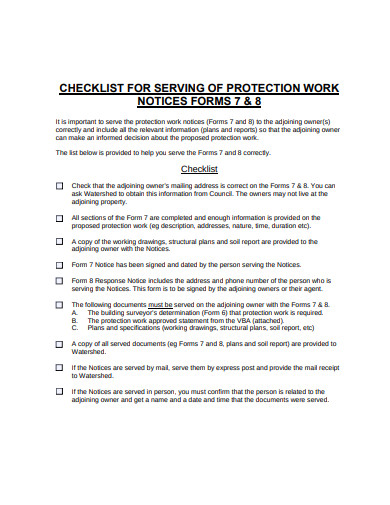 protection work notice template