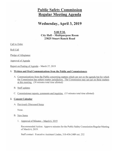 public safety meeting agenda template