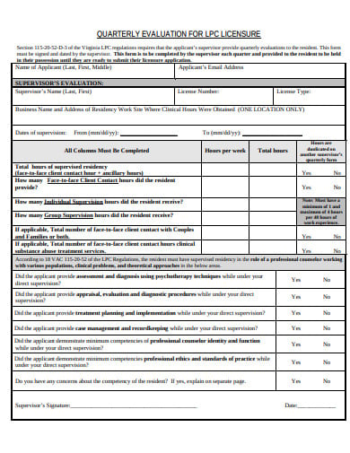quarterly evaluation template in pdf