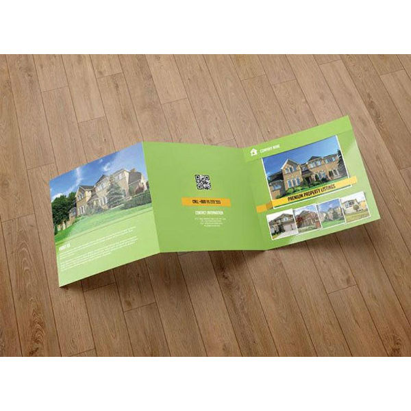 real estate community square tri fold brochure template