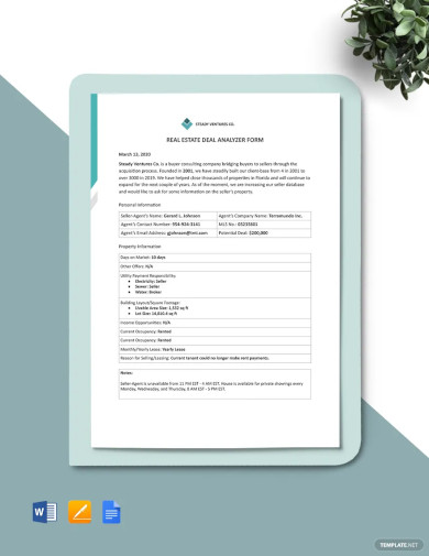 real estate deal analyzer form template