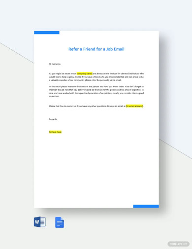 refer a friend for a job email template
