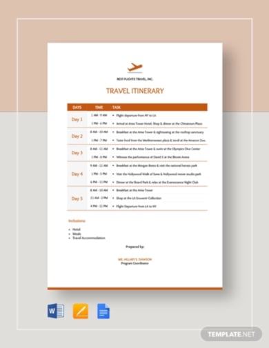 remarkable travel itinerary template