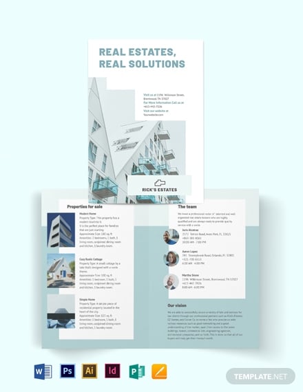 rental broker bi fold brochure template
