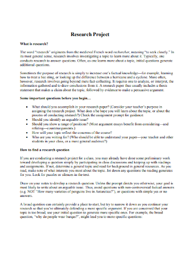 sample of a research project questionnaire