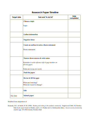 research paper timeline example