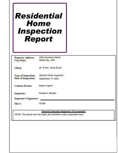 residential home inspection report