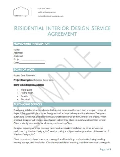 residential interior design service agreement