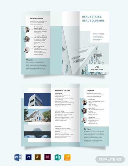 residential real estate broker tri fold brochure template