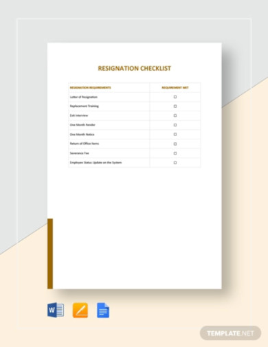 resignation checklist template