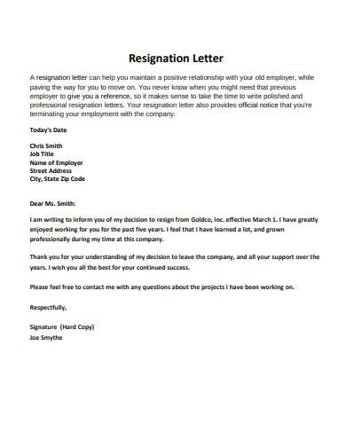 15+ Best Resignation Letter Templates in Google Docs | Word | Pages | PDF