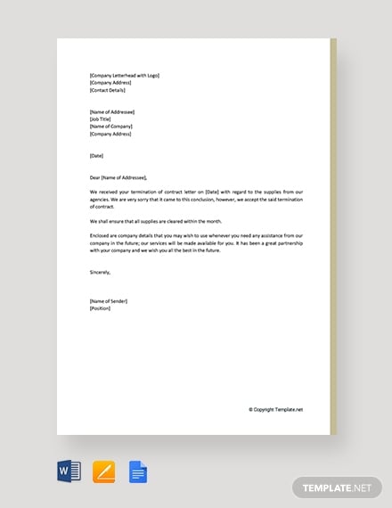 response to termination of contract letter
