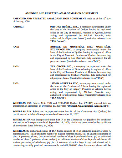 restated amalgamation agreement template