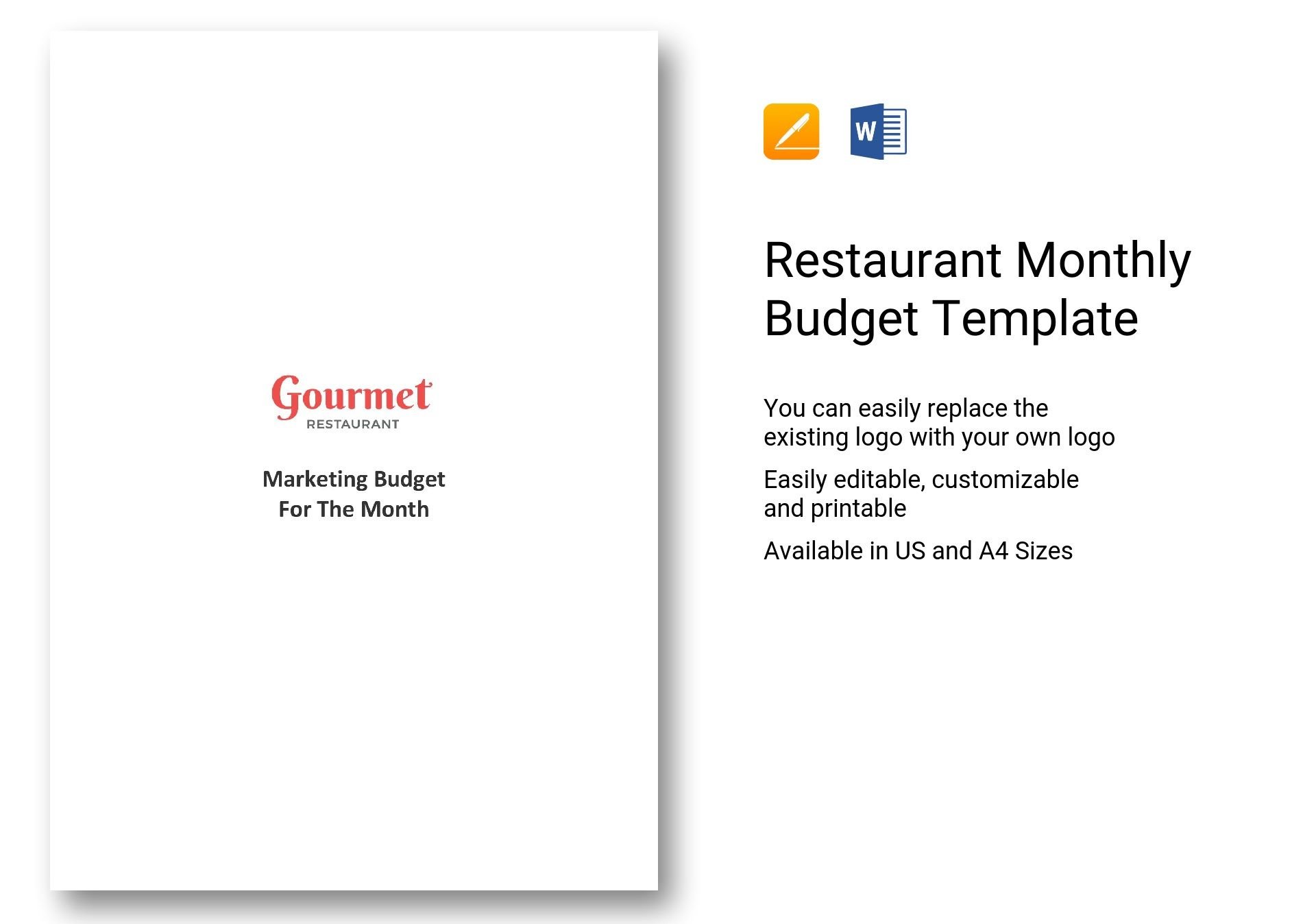 restaurant monthly budget