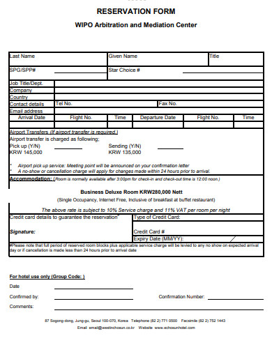 5+ Restaurant Reservation Form Templates - Google Docs, Word, Pages