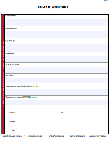 return to work notice template