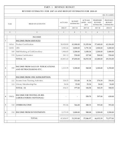 revenue budget estimate template