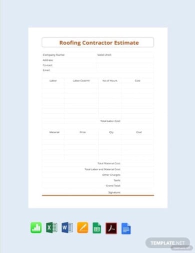 roofing contractor estimate template