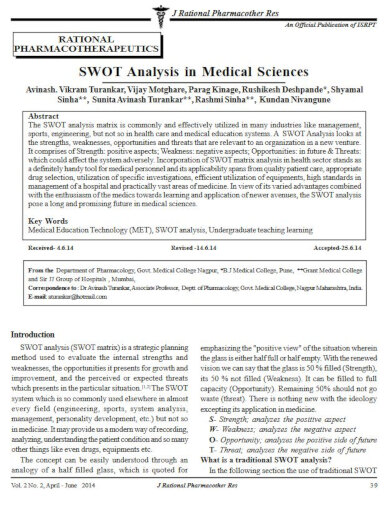 swot analysis in medical sciences