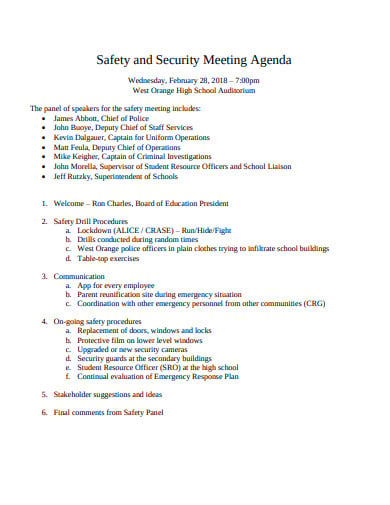 15  Safety Meeting Agenda Templates in PDF DOC