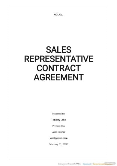 sales representative contract agreement template