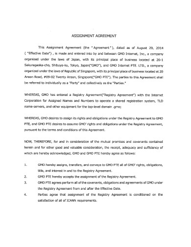 assignment agreement governing law