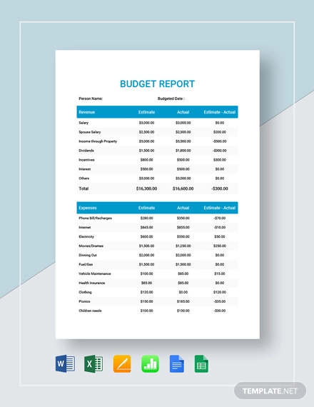 Budget Report Template 14 Free Word PDF Format Download