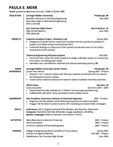 14+ College Resume Templates in Google Docs | Word | Pages | PSD ...