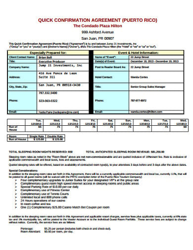 sample confirmation agreement template