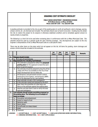 15+ Estimate Checklist Templates - PDF