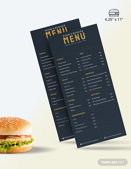 sample downloadable burger menu