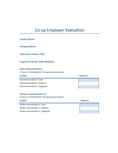 sample employer evaluation example