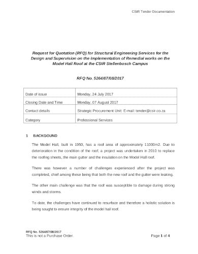 sample engineering quotation template