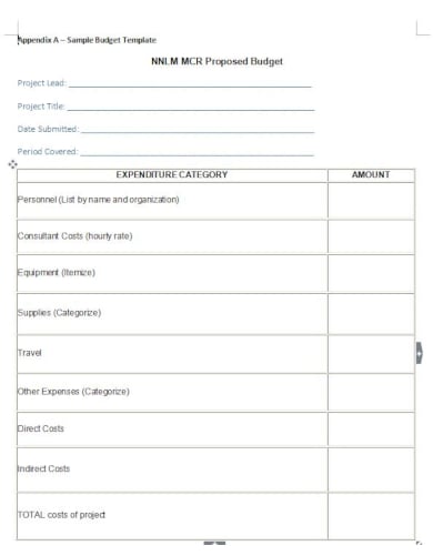 sample expenses budget template