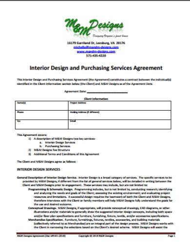 Interior Design Contract Template Free Download 100 Verified 