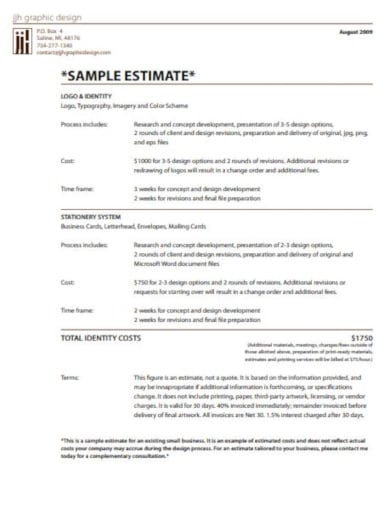 sample job estimate template