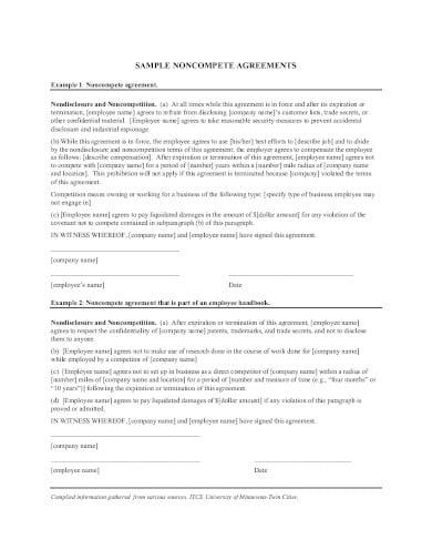 sample non compete agreement in pdf
