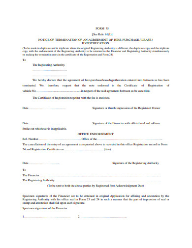 sample notice agreement example