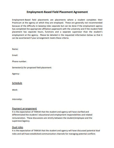 sample placement agreement example