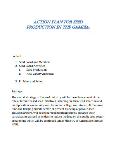 sample production action plan