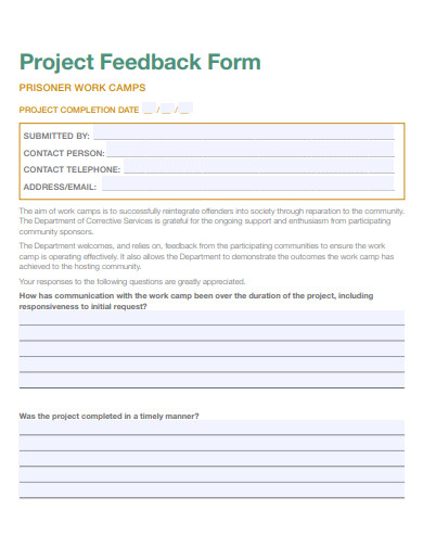 sample project feedback form