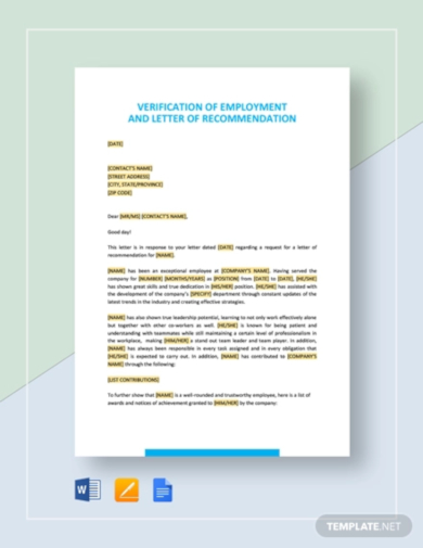 10 Recommendation Letter Templates For Jobs Google Docs Word Pages PDF