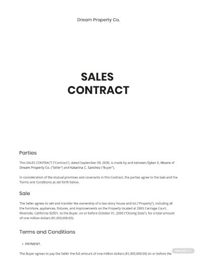 sample sales contract template