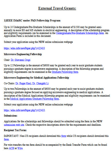 sample travel grant proposal template