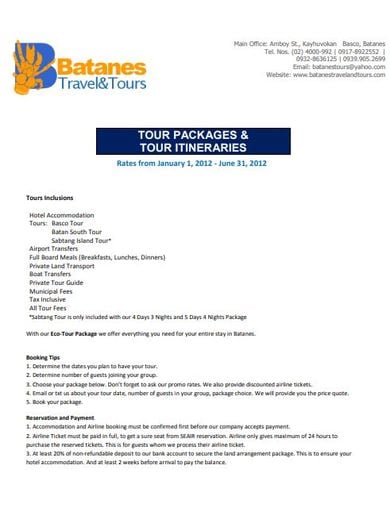 tour package quotes