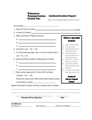 sample volunteer incident report example
